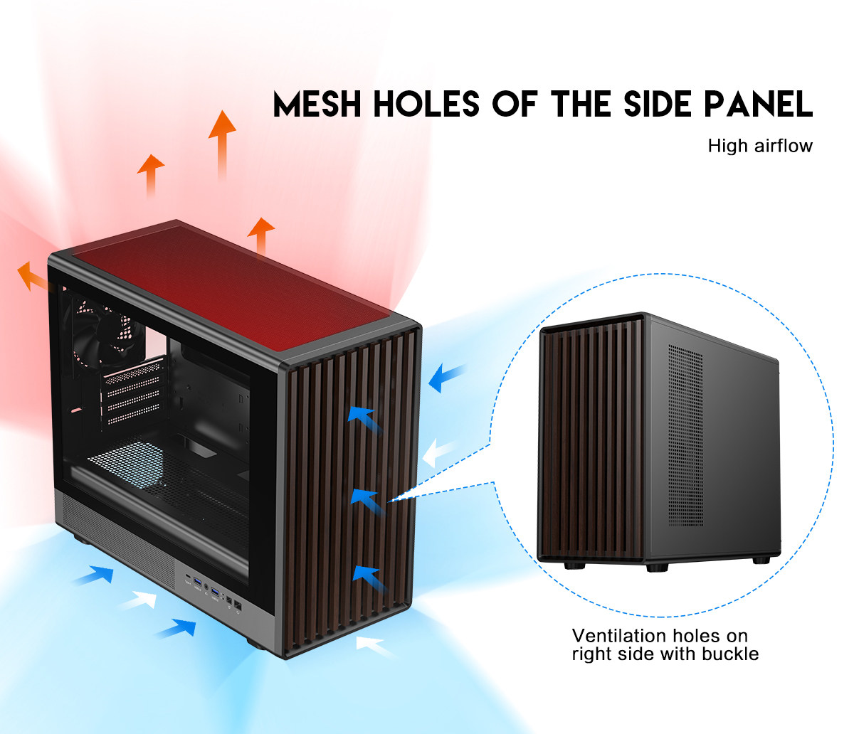NeweggBusiness - DIYPC DIY-mATX06-Wood Black USB3.0 /Type C Micro